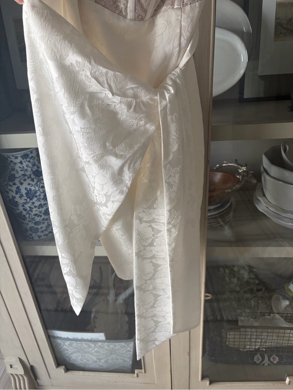 V. Chapman Lace Bodice with Ivory Satin Wrap Mini Dress - Picture 4 of 11